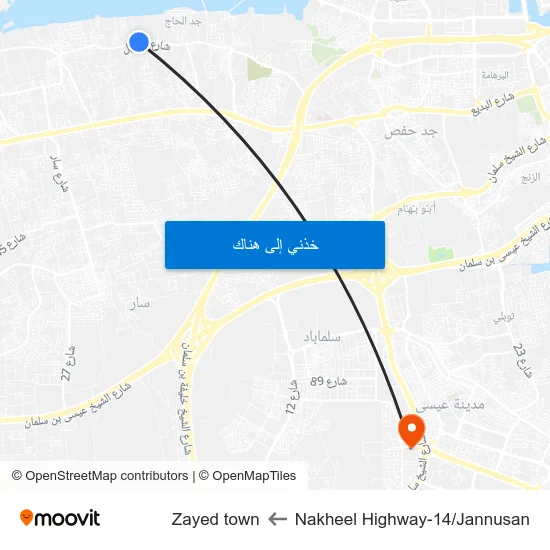 Nakheel Highway-14/Jannusan to Zayed town map