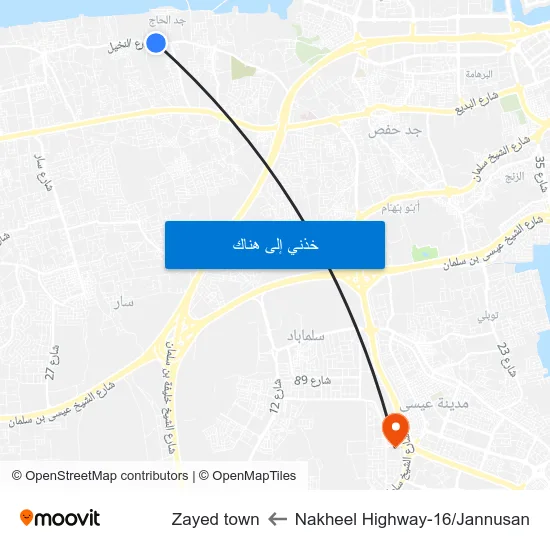 Nakheel Highway-16/Jannusan to Zayed town map