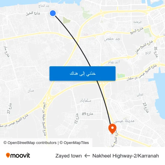 Nakheel Highway-2/Karranah to Zayed town map