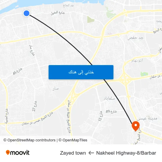 Nakheel Highway-8/Barbar to Zayed town map