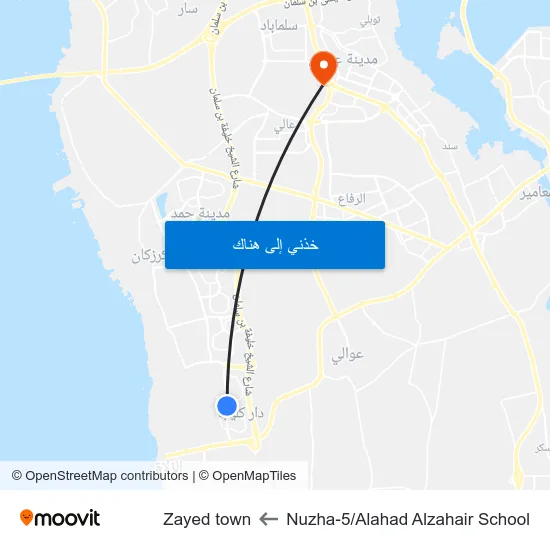 Nuzha-5/Alahad Alzahair School to Zayed town map