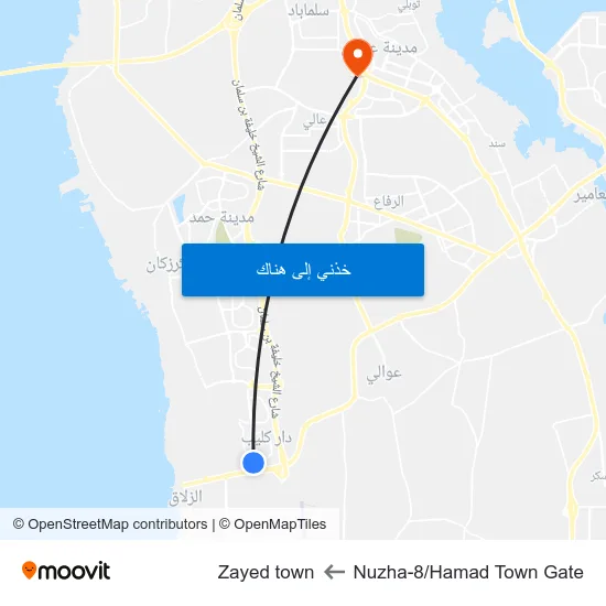 Nuzha-8/Hamad Town Gate to Zayed town map