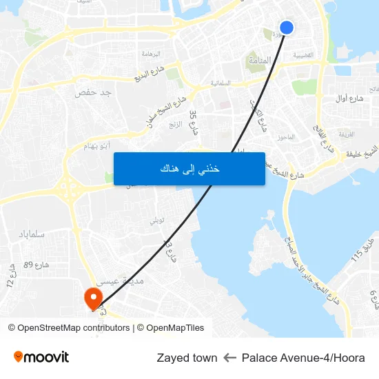 Palace Avenue-4/Hoora to Zayed town map