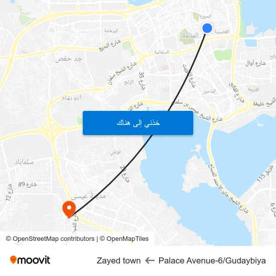 Palace Avenue-6/Gudaybiya to Zayed town map