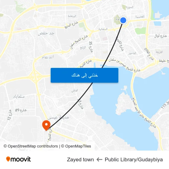 Public Library/Gudaybiya to Zayed town map