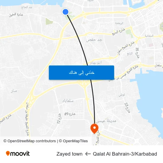 Qalat Al Bahrain-3/Karbabad to Zayed town map