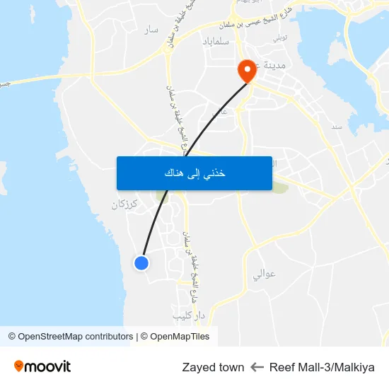 Reef Mall-3/Malkiya to Zayed town map