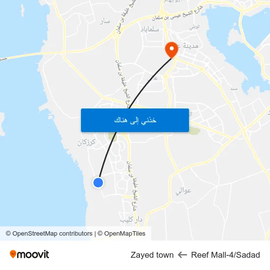 Reef Mall-4/Sadad to Zayed town map