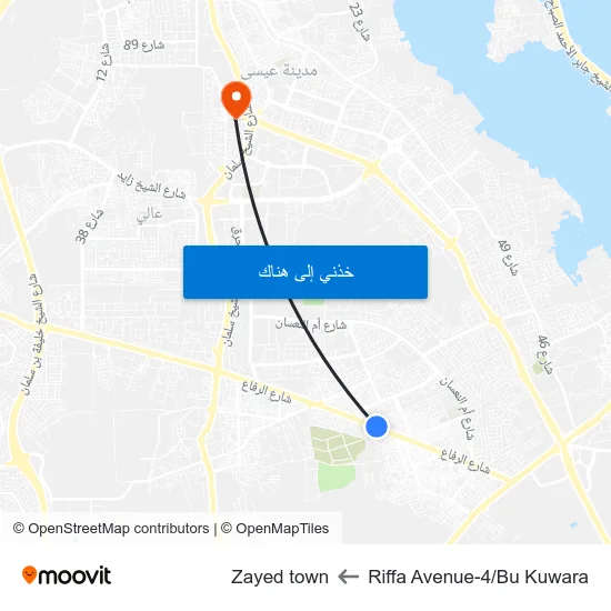 Riffa Avenue-4/Bu Kuwara to Zayed town map