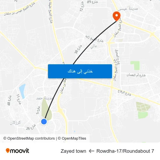 Rowdha-17/Roundabout 7 to Zayed town map