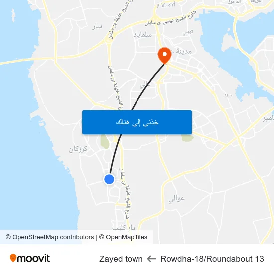 Rowdha-18/Roundabout 13 to Zayed town map