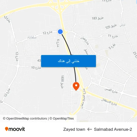 Salmabad Avenue-2 to Zayed town map