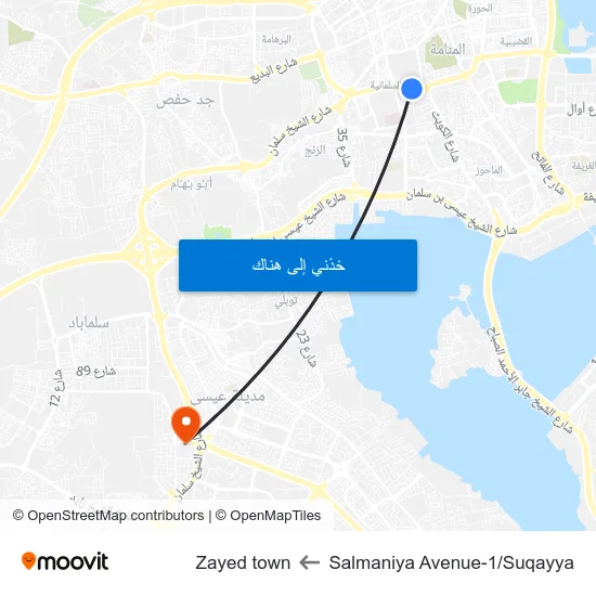 Salmaniya Avenue-1/Suqayya to Zayed town map