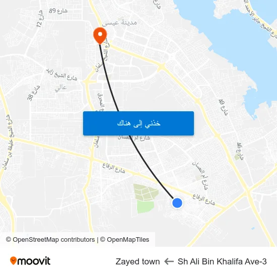 Sh Ali Bin Khalifa Ave-3 to Zayed town map