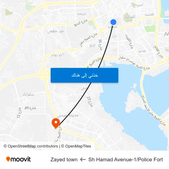 Sh Hamad Avenue-1/Police Fort to Zayed town map