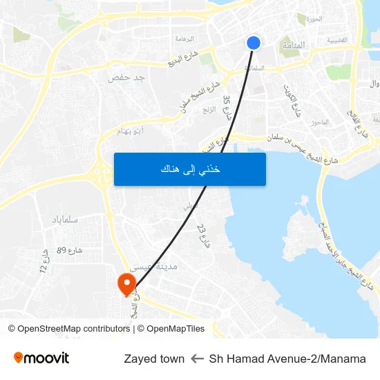 Sh Hamad Avenue-2/Manama to Zayed town map