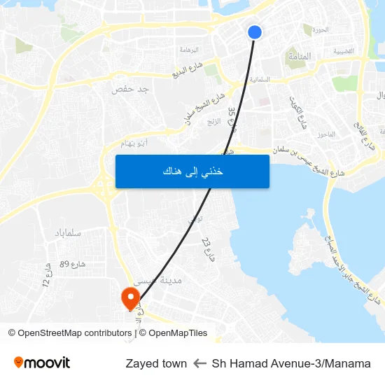Sh Hamad Avenue-3/Manama to Zayed town map