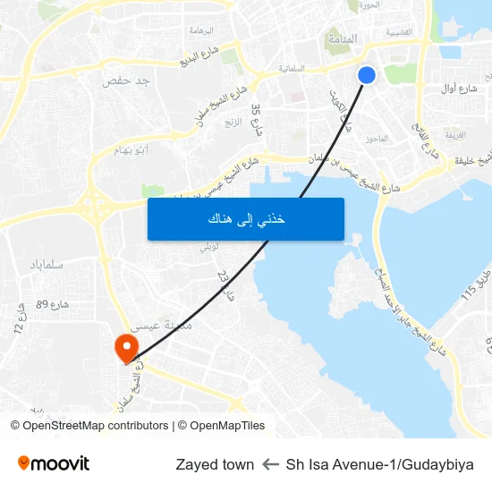 Sh Isa Avenue-1/Gudaybiya to Zayed town map