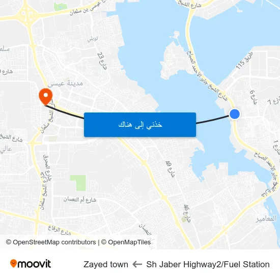 Sh Jaber Highway2/Fuel Station to Zayed town map