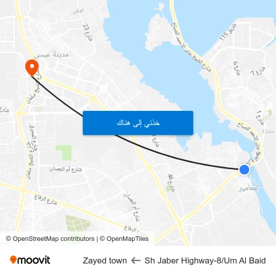 Sh Jaber Highway-8/Um Al Baid to Zayed town map