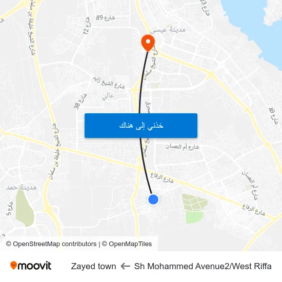 Sh Mohammed Avenue2/West Riffa to Zayed town map