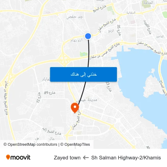 Sh Salman Highway-2/Khamis to Zayed town map