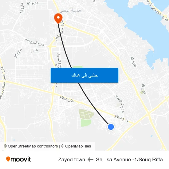 Sh. Isa Avenue -1/Souq Riffa to Zayed town map