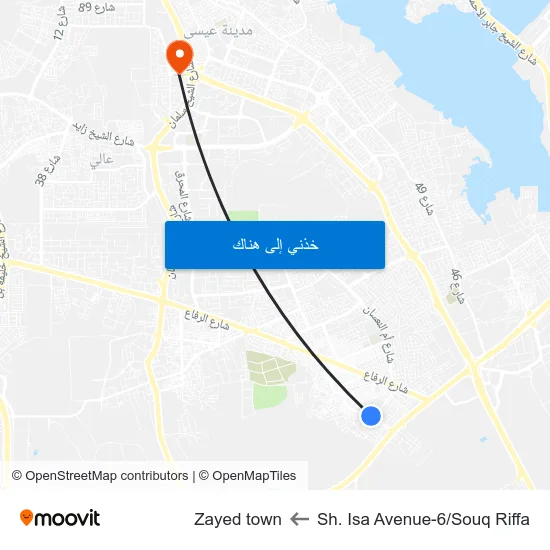 Sh. Isa Avenue-6/Souq Riffa to Zayed town map