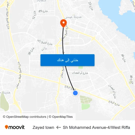 Sh Mohammed Avenue-4/West Riffa to Zayed town map
