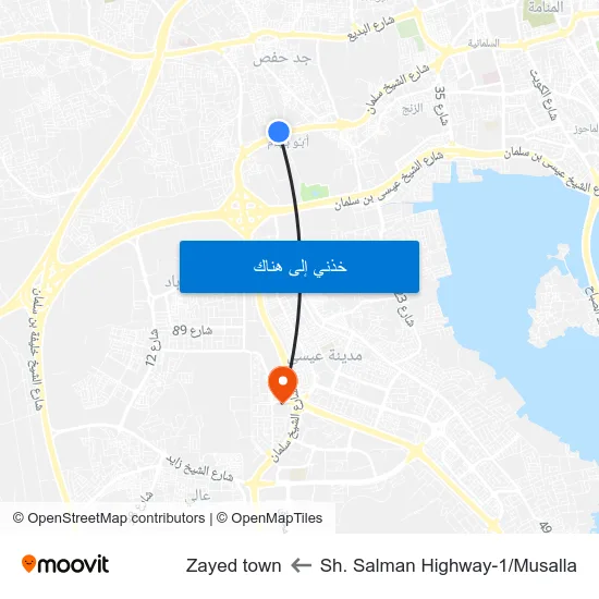 Sh. Salman Highway-1/Musalla to Zayed town map