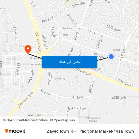 Traditional Market-1/Isa Town to Zayed town map