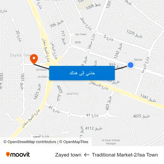 Traditional Market-2/Isa Town to Zayed town map