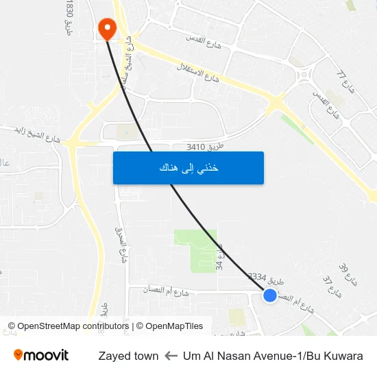 Um Al Nasan Avenue-1/Bu Kuwara to Zayed town map