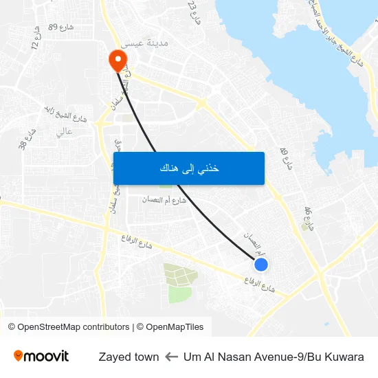 Um Al Nasan Avenue-9/Bu Kuwara to Zayed town map