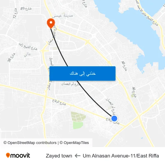 Um Alnasan Avenue-11/East Riffa to Zayed town map
