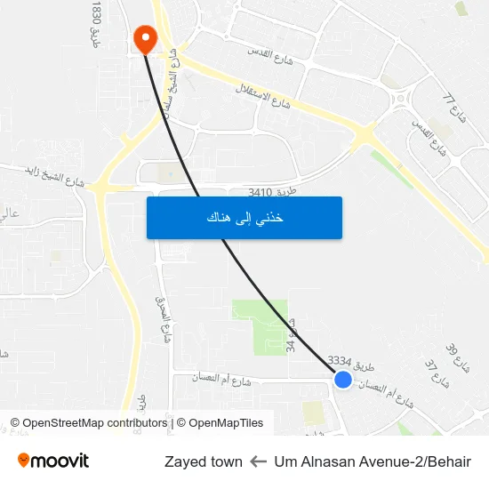 Um Alnasan Avenue-2/Behair to Zayed town map