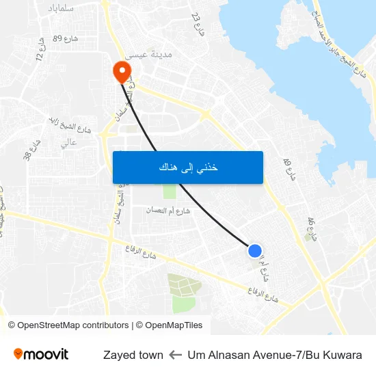 Um Alnasan Avenue-7/Bu Kuwara to Zayed town map