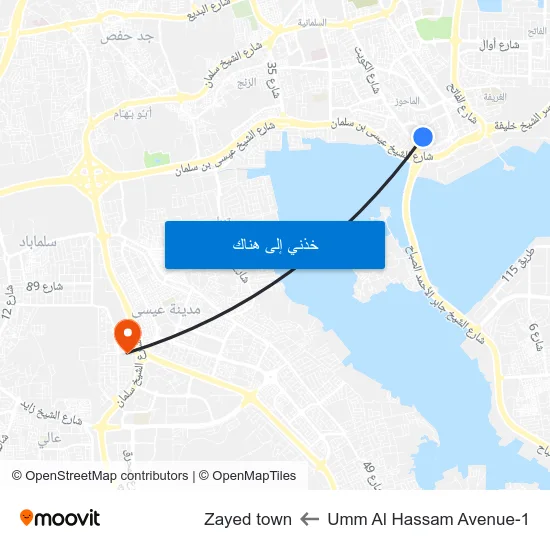 Umm Al Hassam Avenue-1 to Zayed town map