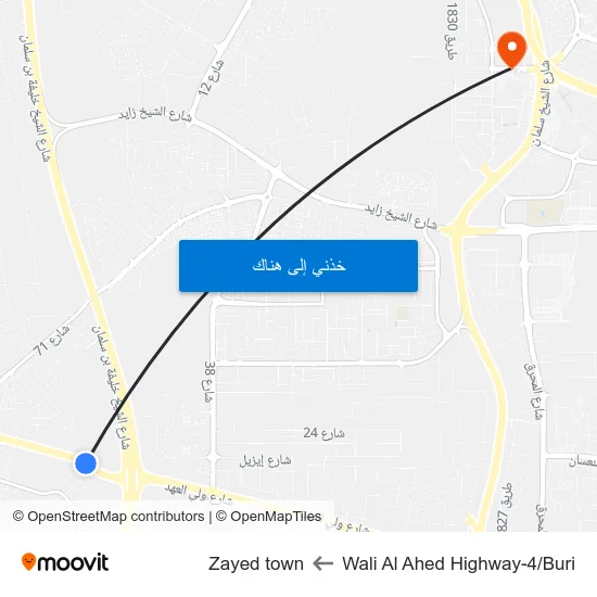 Wali Al Ahed Highway-4/Buri to Zayed town map