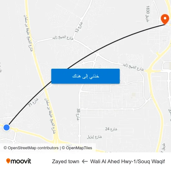 Wali Al Ahed Hwy-1/Souq Waqif to Zayed town map