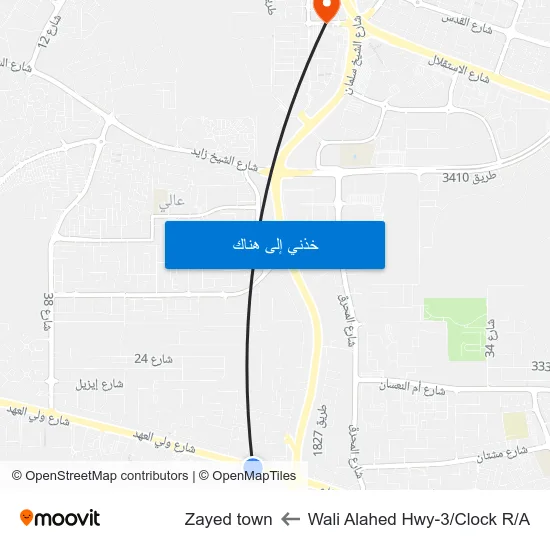 Wali Alahed Hwy-3/Clock R/A to Zayed town map