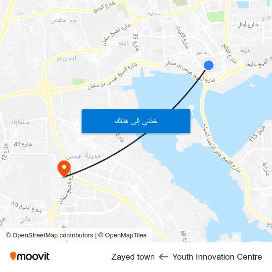 Youth Innovation Centre to Zayed town map
