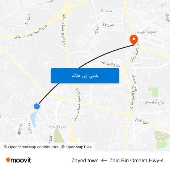 Zaid Bin Omaira Hwy-4 to Zayed town map