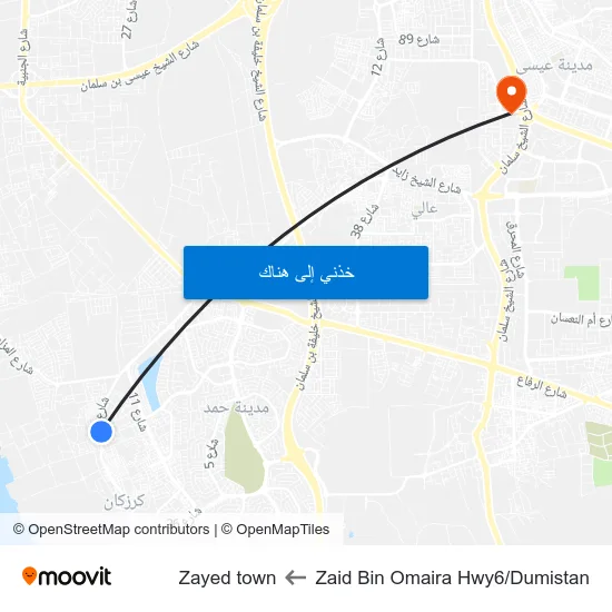 Zaid Bin Omaira Hwy6/Dumistan to Zayed town map