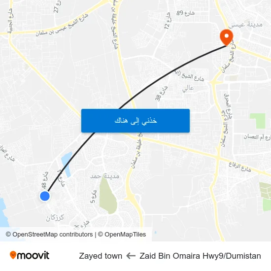 Zaid Bin Omaira Hwy9/Dumistan to Zayed town map
