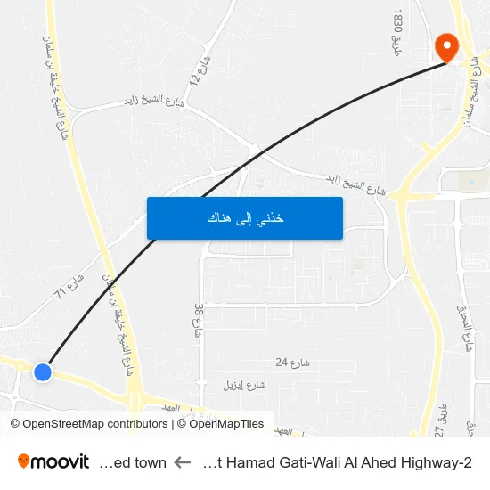 Madinat Hamad Gati-Wali Al Ahed Highway-2 to Zayed town map