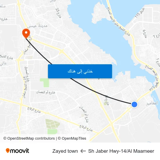 Sh Jaber Hwy-14/Al Maameer to Zayed town map