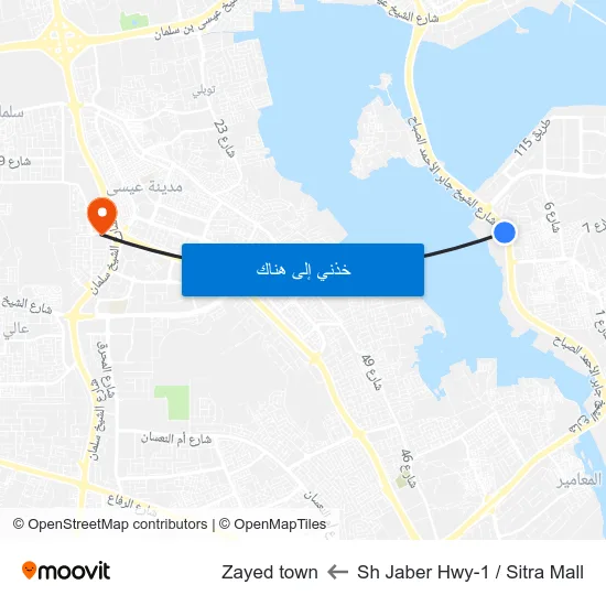Sh Jaber Hwy-1 / Sitra Mall to Zayed town map