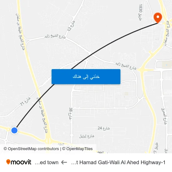 Madinat Hamad Gati-Wali Al Ahed Highway-1 to Zayed town map