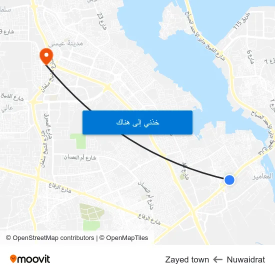 Nuwaidrat to Zayed town map